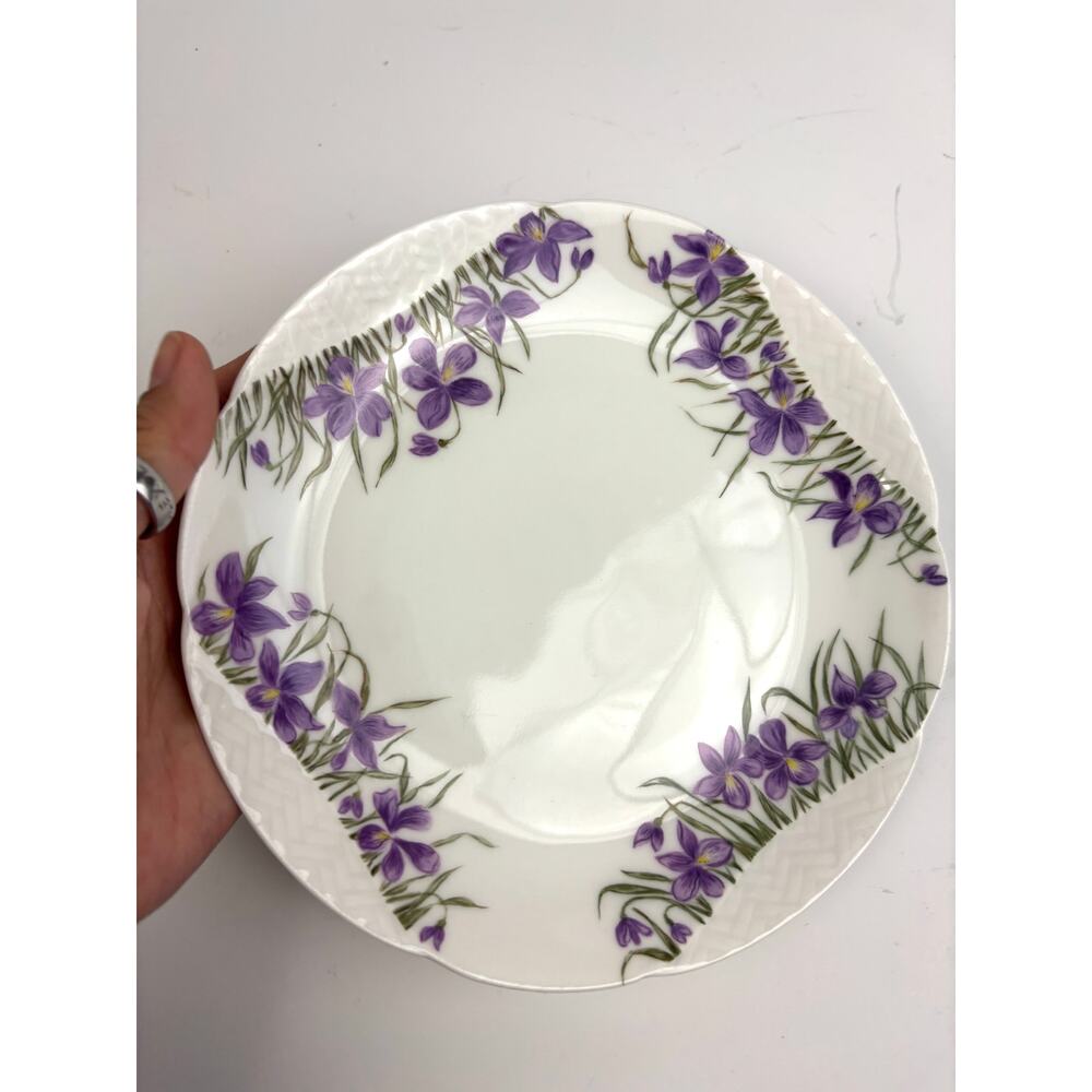 Antique H & C Haviland Limoges France 7.5" Purple Floral Porcelain Plate - Picture 10 of 14